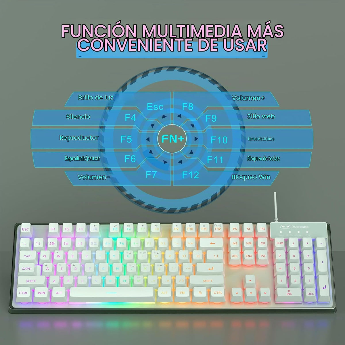 Combo de teclado y mouse para juegos, teclado K1 con retroiluminaci...