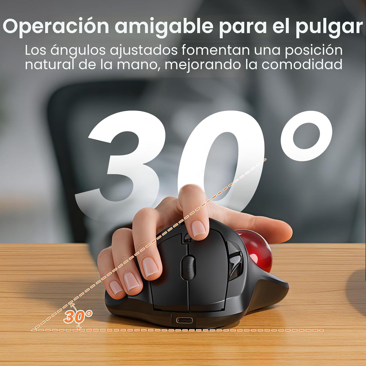 Ratón Trackball inalámbrico, dispositivos recargables del control d...