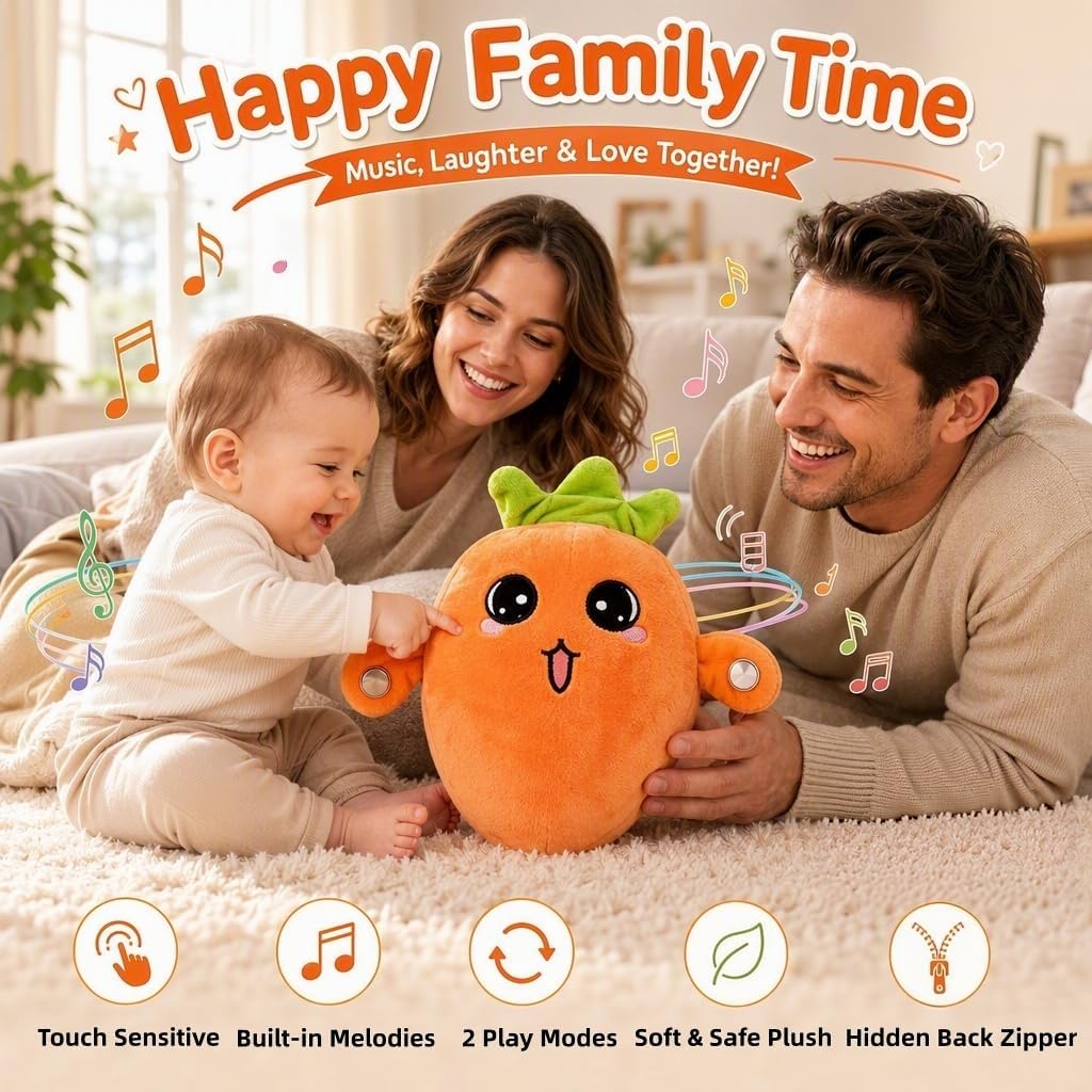 Juego de juguetes musicales interactivos de peluche de zanahoria de...