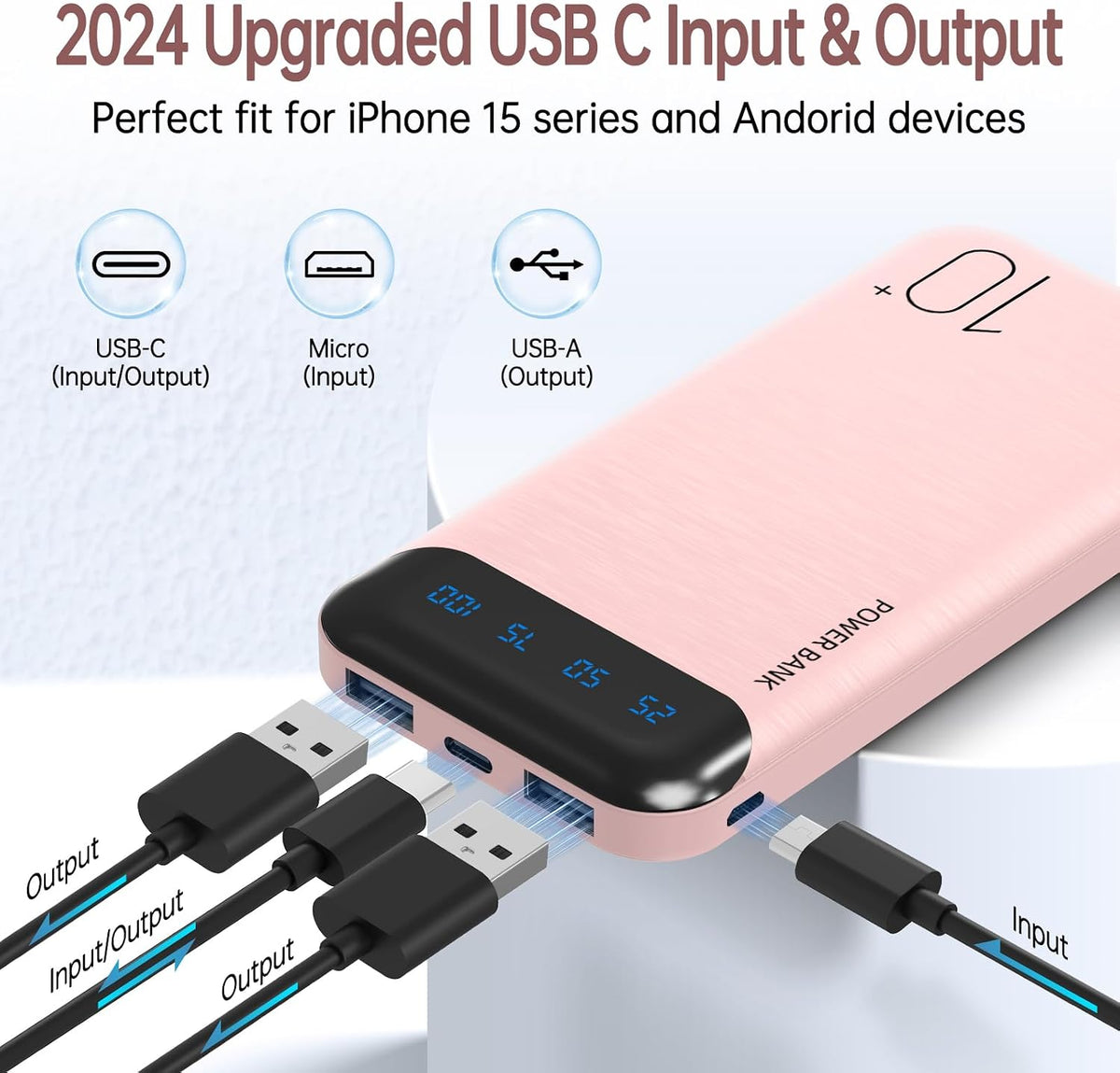 YOBON Power Bank - Cargador portátil de 10000 mAh, batería delgada...