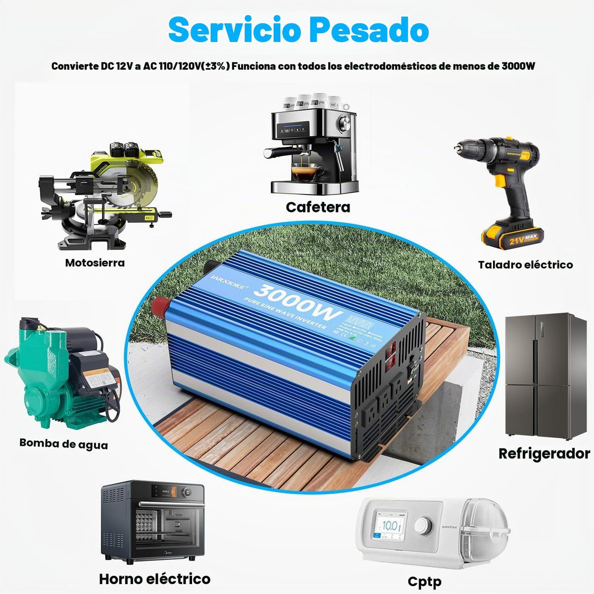 Inversor de corriente de onda sinusoidal pura de 3000 W, convertido...