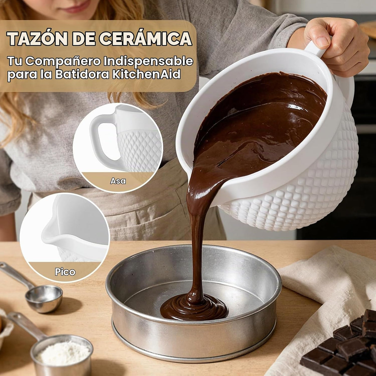 HOZODO - Cuenco mezclador de cerámica para batidoras KitchenAid con...