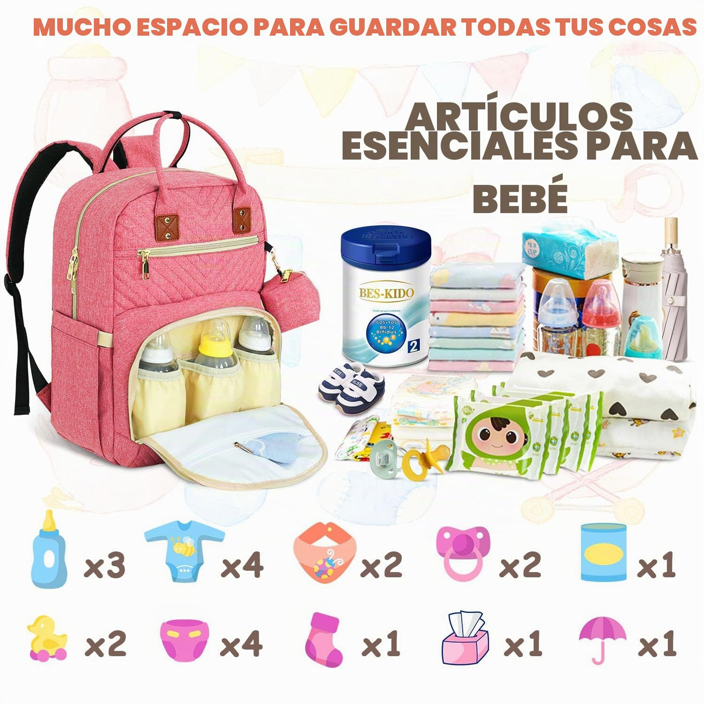 Tenot Mochila para Pañales de Bebé, Bolsas de Pañales de Viaje para...