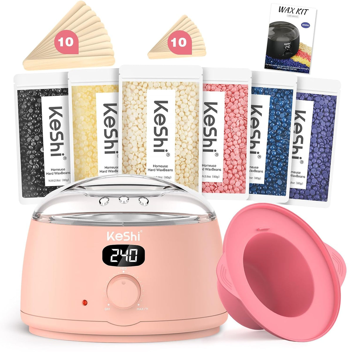 Kit de cera KeShi para mujeres y hombres, calentador de cera digita...