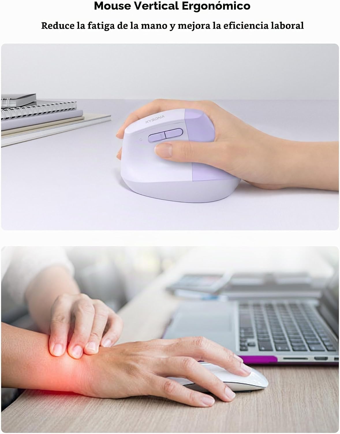 KYSONA EM18 Ratón vertical ergonómico inalámbrico, diseño Ergo, mou...