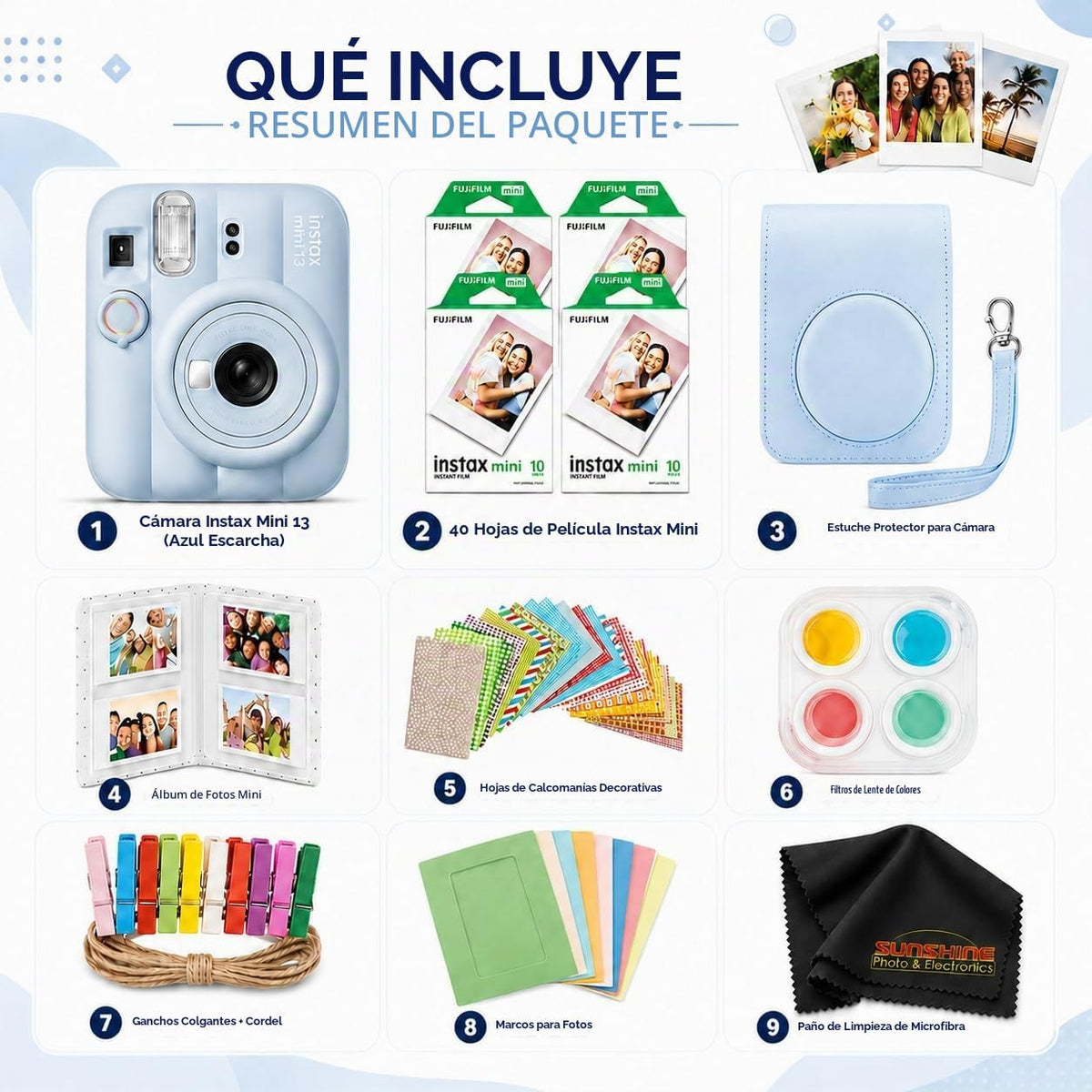 Fujifilm Cámara instantánea Instax Mini 13 Frost Blue + paquete de...