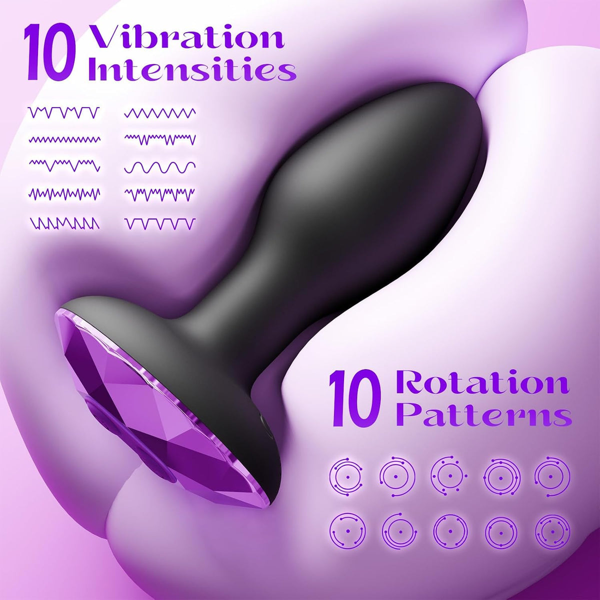 Vibrador Anal Juguetes Sexuales para Adultos con 10 Modos de Rotaci...