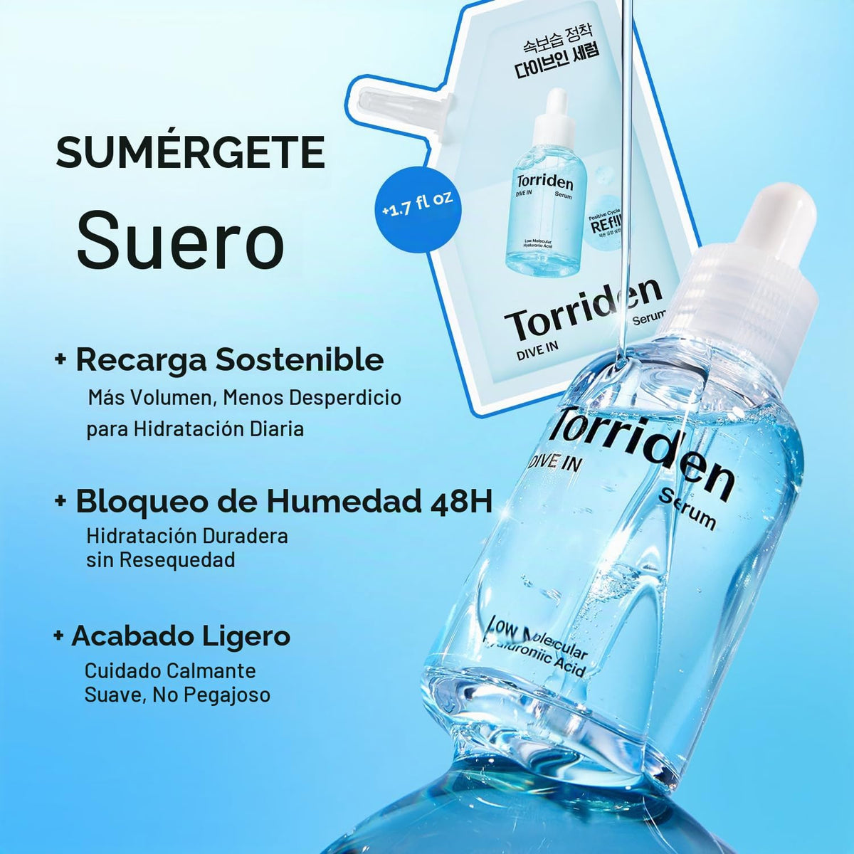 Torriden Suero DIVE IN de 1.69 onzas líquidas + bolsa de repuesto d...