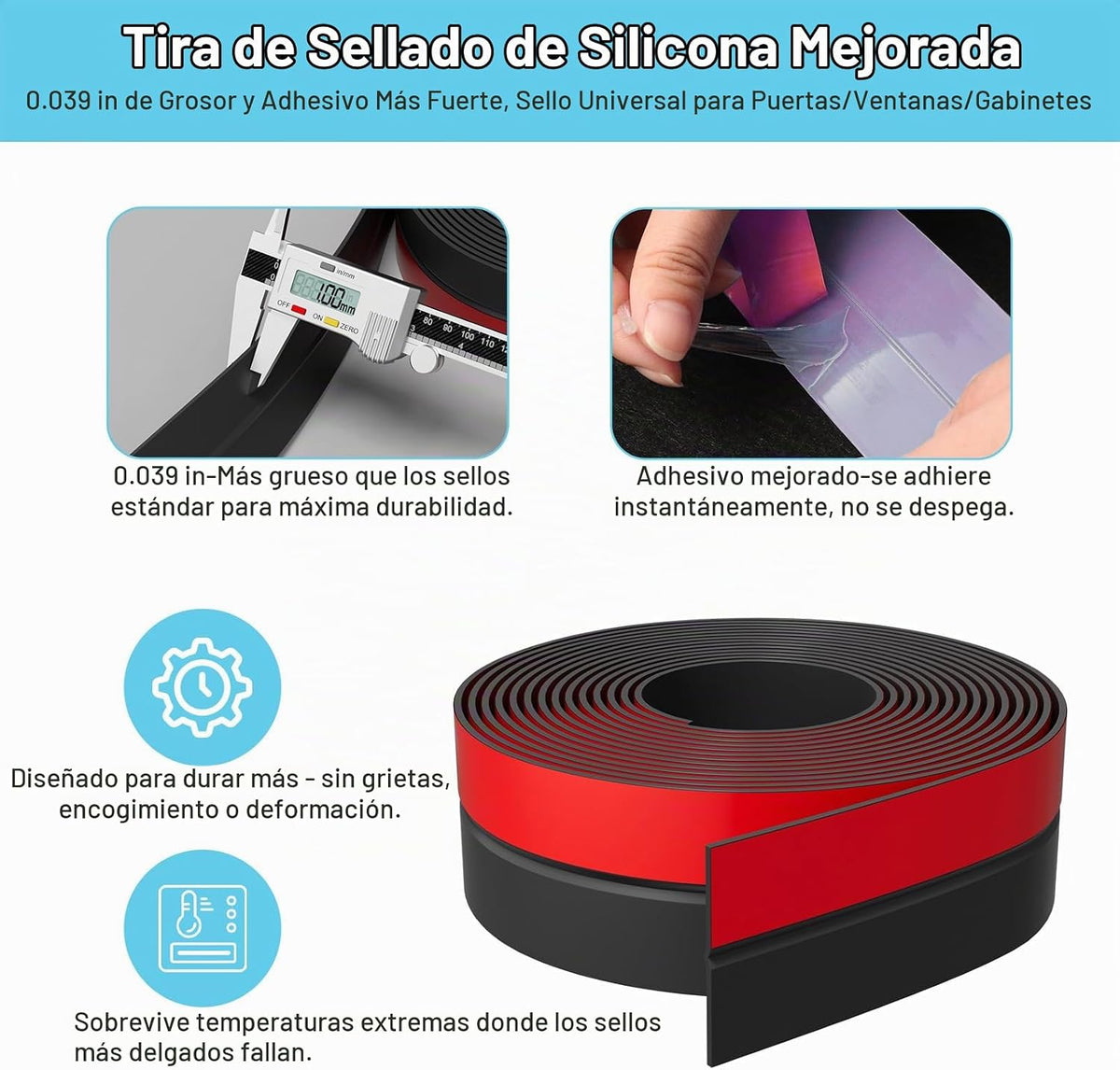 Elvone Cinta de sellado resistente de 20 pies x 1 pulgada, tira de...