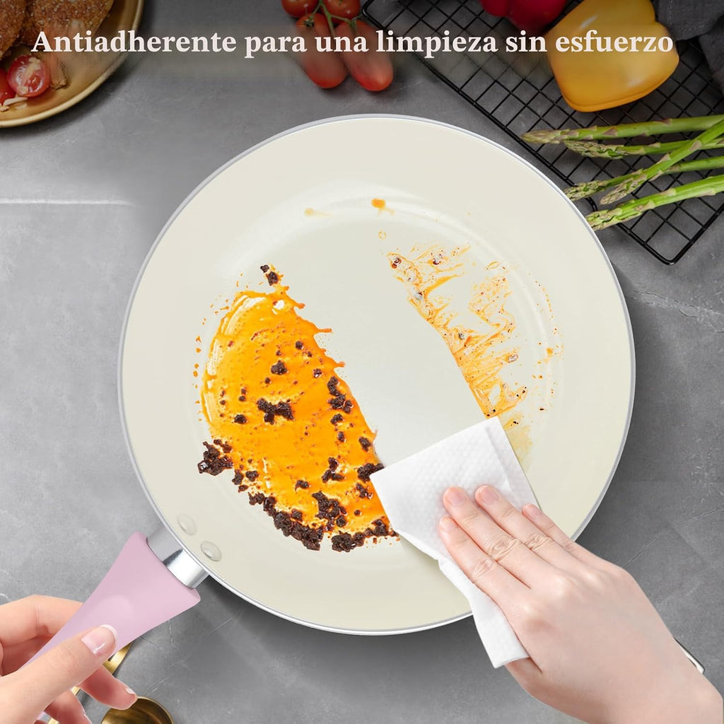 M MELENTA Juego de ollas y sartenes antiadherentes, juego de utensi...