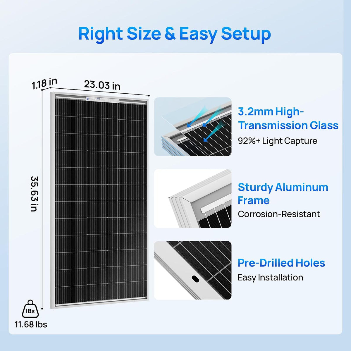 ECO-WORTHY Bifacial - Cargador de energía para módulo fotovoltaico...