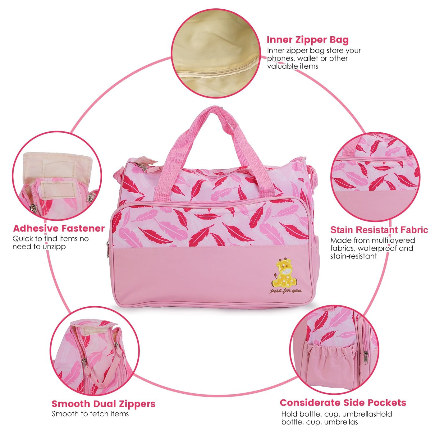 Moclever Juego de 5 bolsas de pañales - Bolsas de bebé para mamá, R...