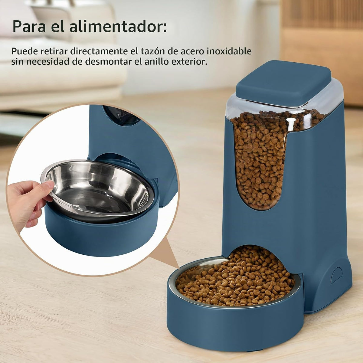 Paquete de 2 alimentadores automáticos para gatos y perros, dispens...