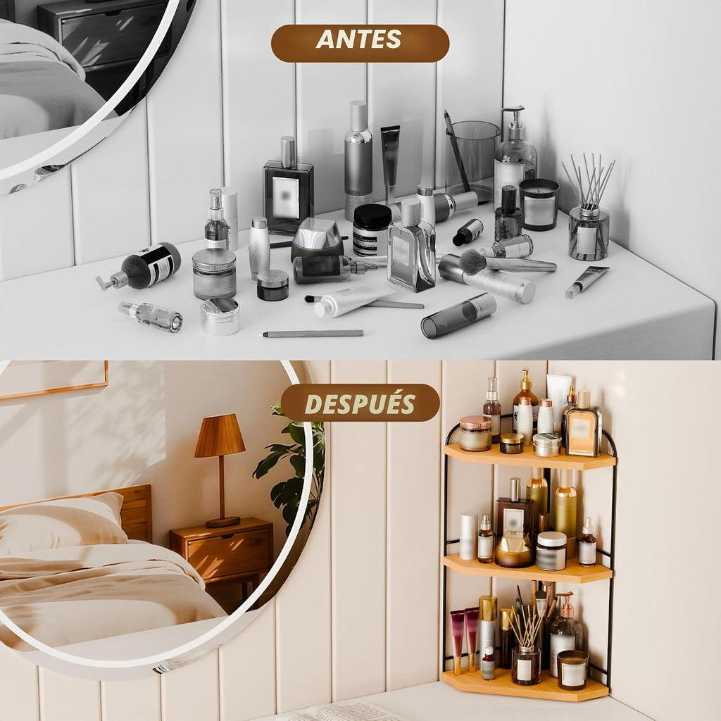 Naeqieo Organizador de esquina para encimera de baño, organizador d...