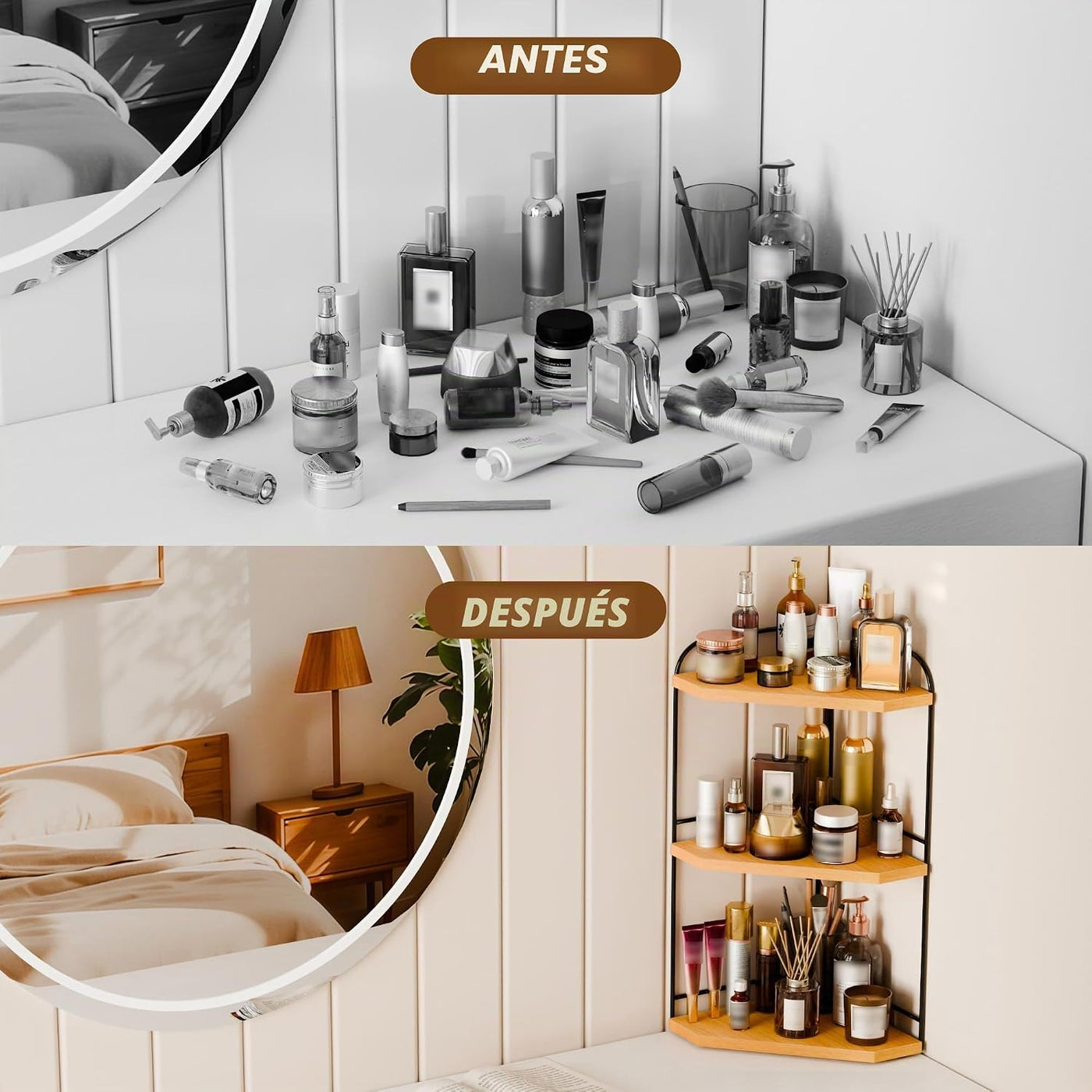 Naeqieo Organizador de esquina para encimera de baño, organizador d...