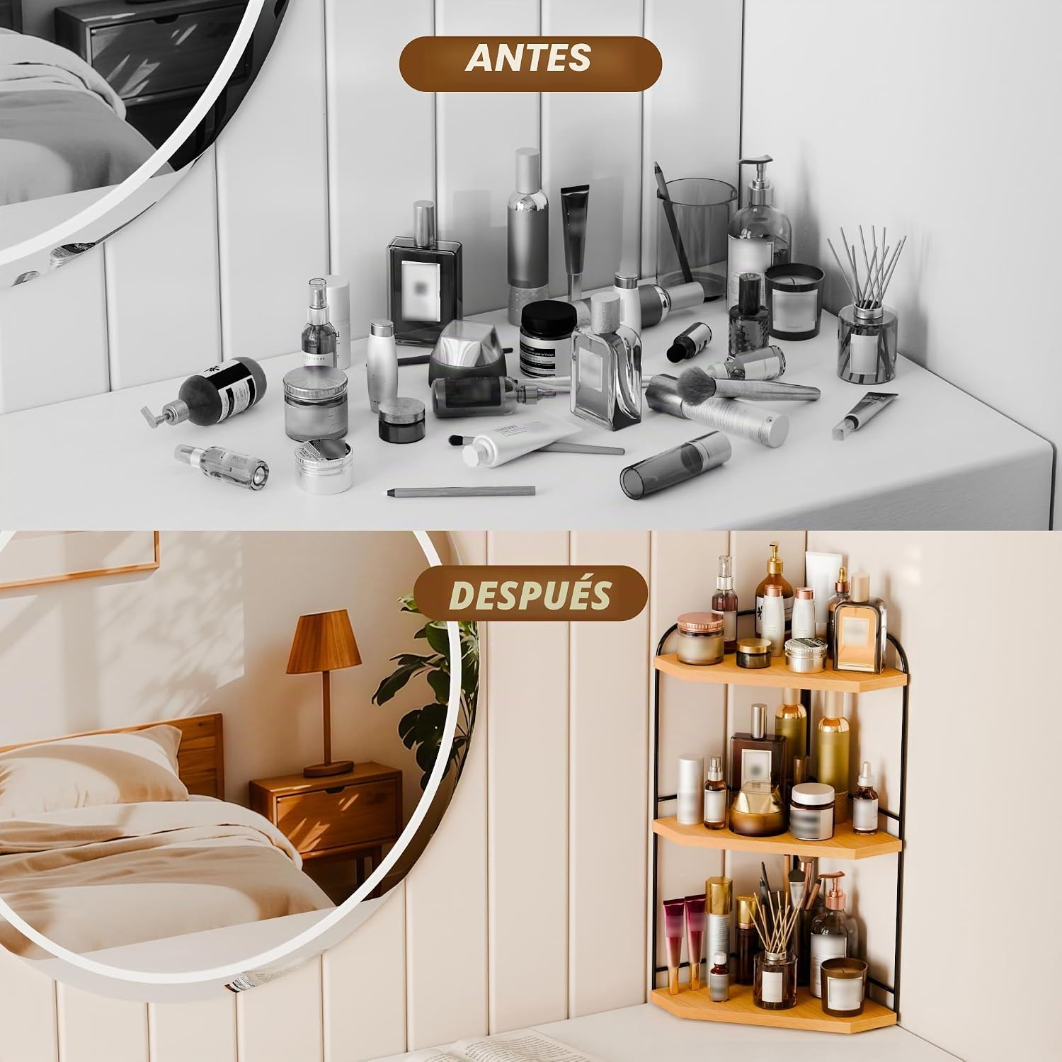Naeqieo Organizador de esquina para encimera de baño, organizador d...
