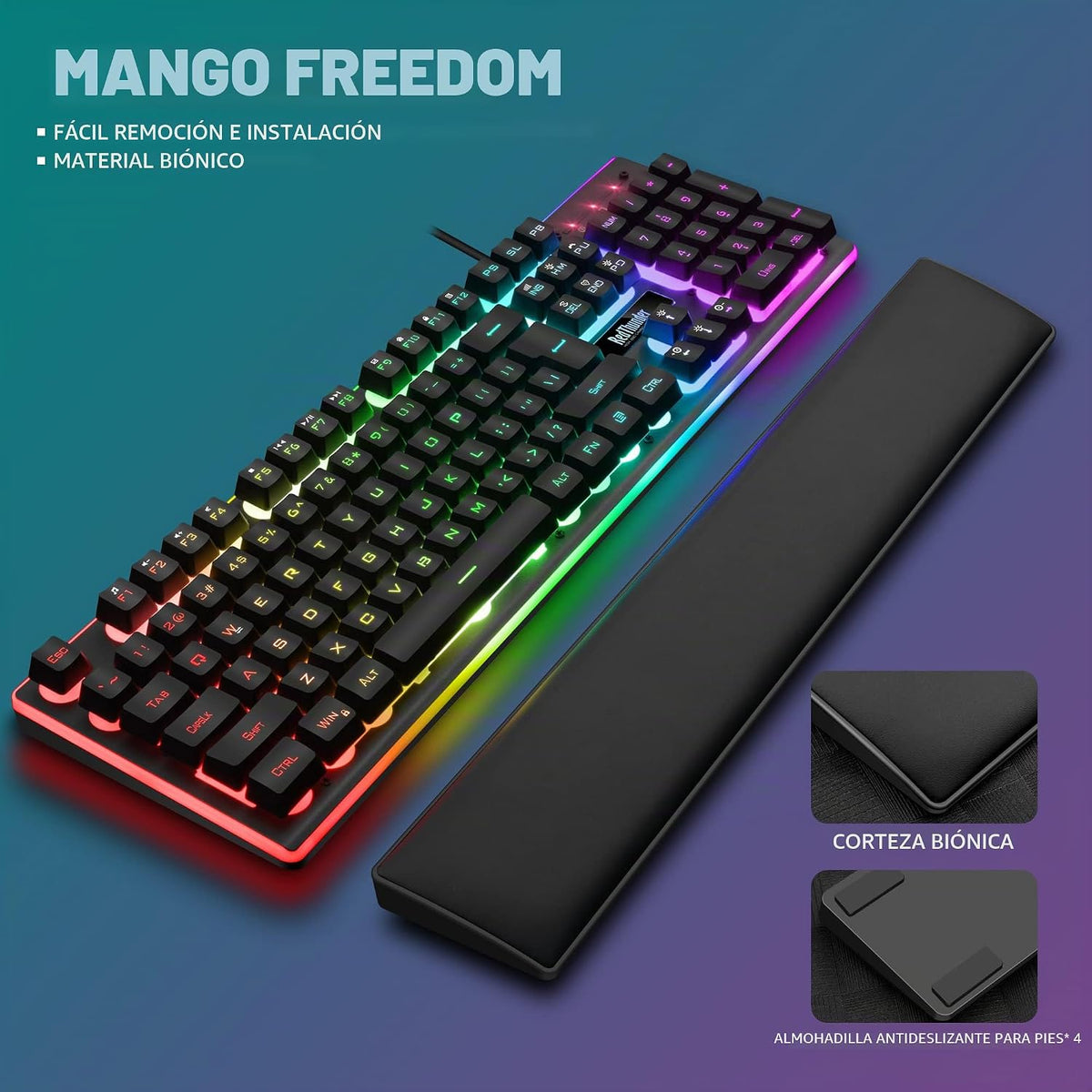 RedThunder K10 - Juego de teclado y mouse y reposamuñecas con cable...