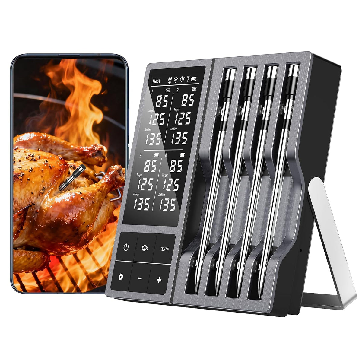 Termómetro digital inalámbrico para carne de 800 pies para parrilla...