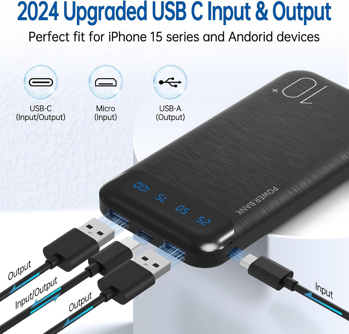 YOBON Power Bank 10000mAh Cargador portátil Paquete de batería delg...