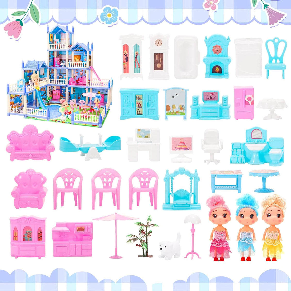 Casa de muñecas AmiDear con 4 pisos y 11 habitaciones, juego de cas...