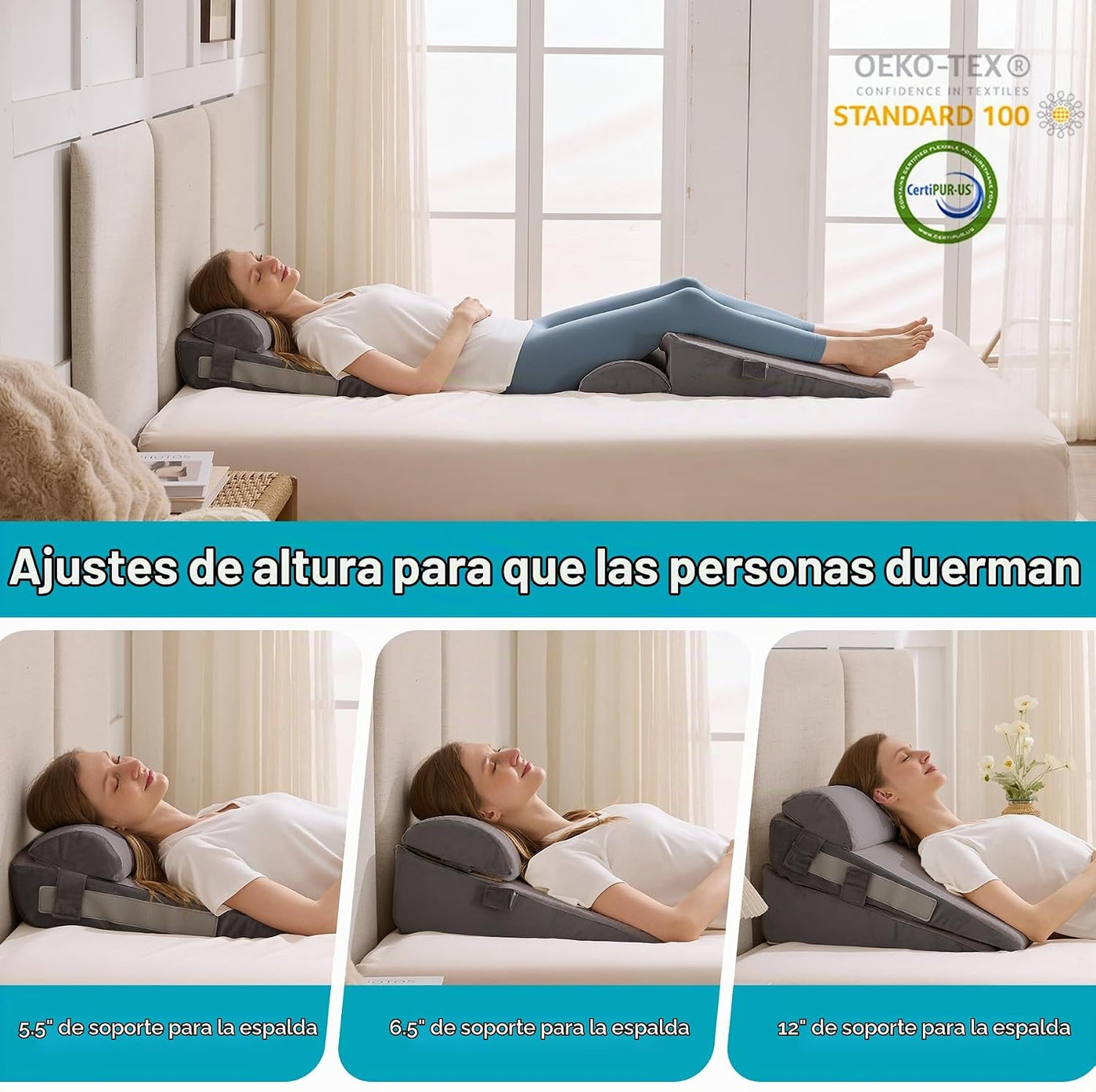 WGAKCED Juego de 3 almohadas de cuña para después de la cirugía, al...