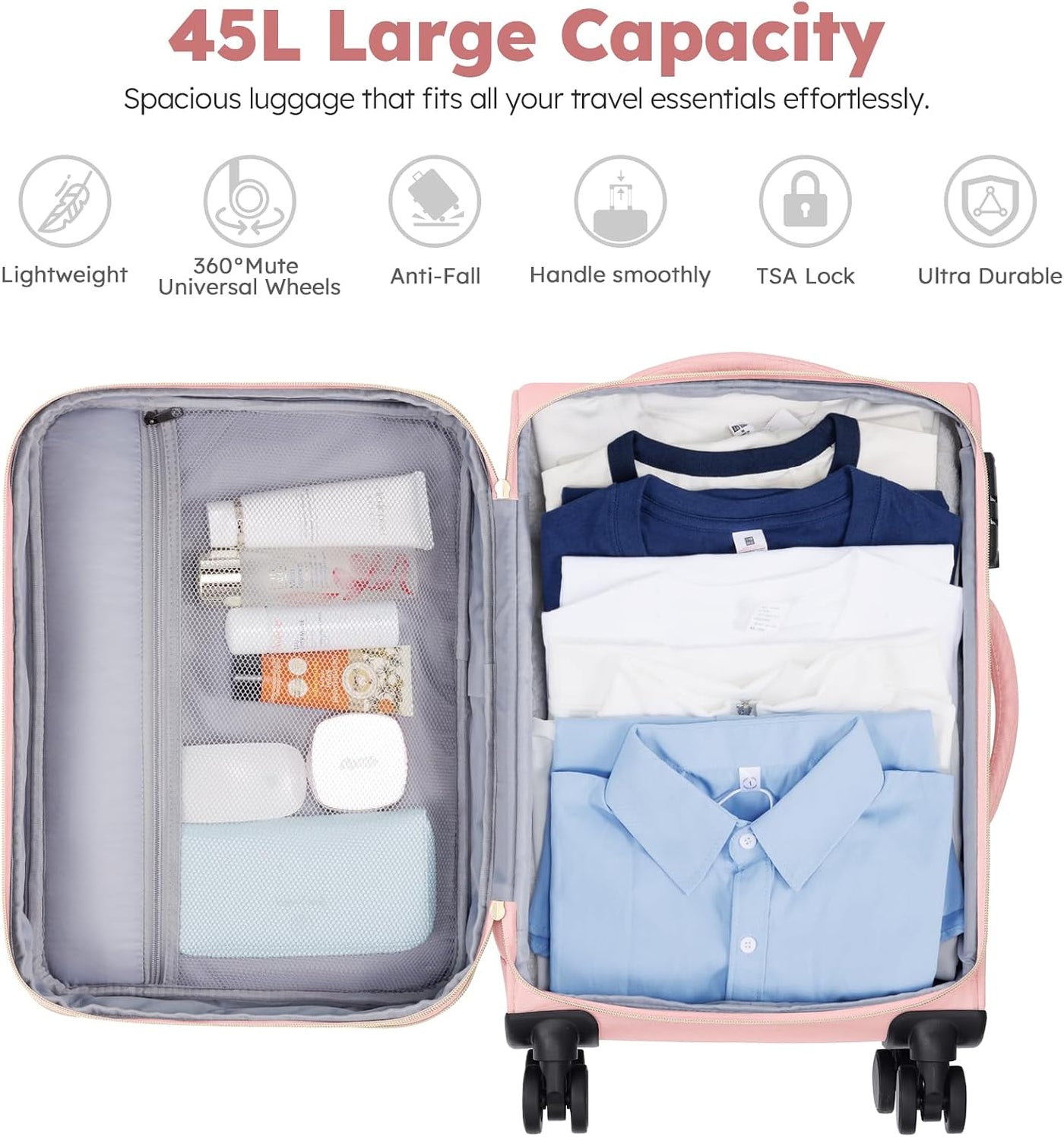 Softside - Maleta de mano expandible con apertura superior de 20 pu...