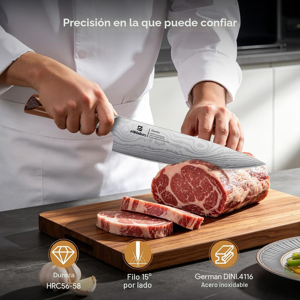 Piklohas - Juego de cuchillos de cocina con bloque, juego de cuchil...