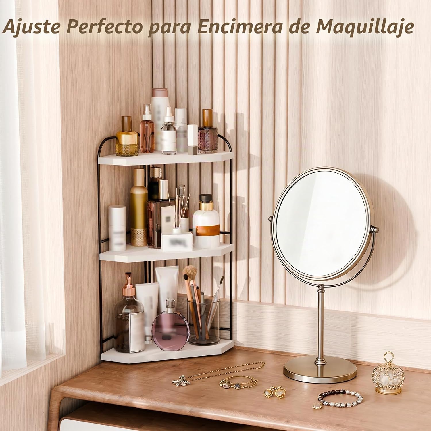 Naeqieo Organizador esquinero de encimera de baño, organizador de e...