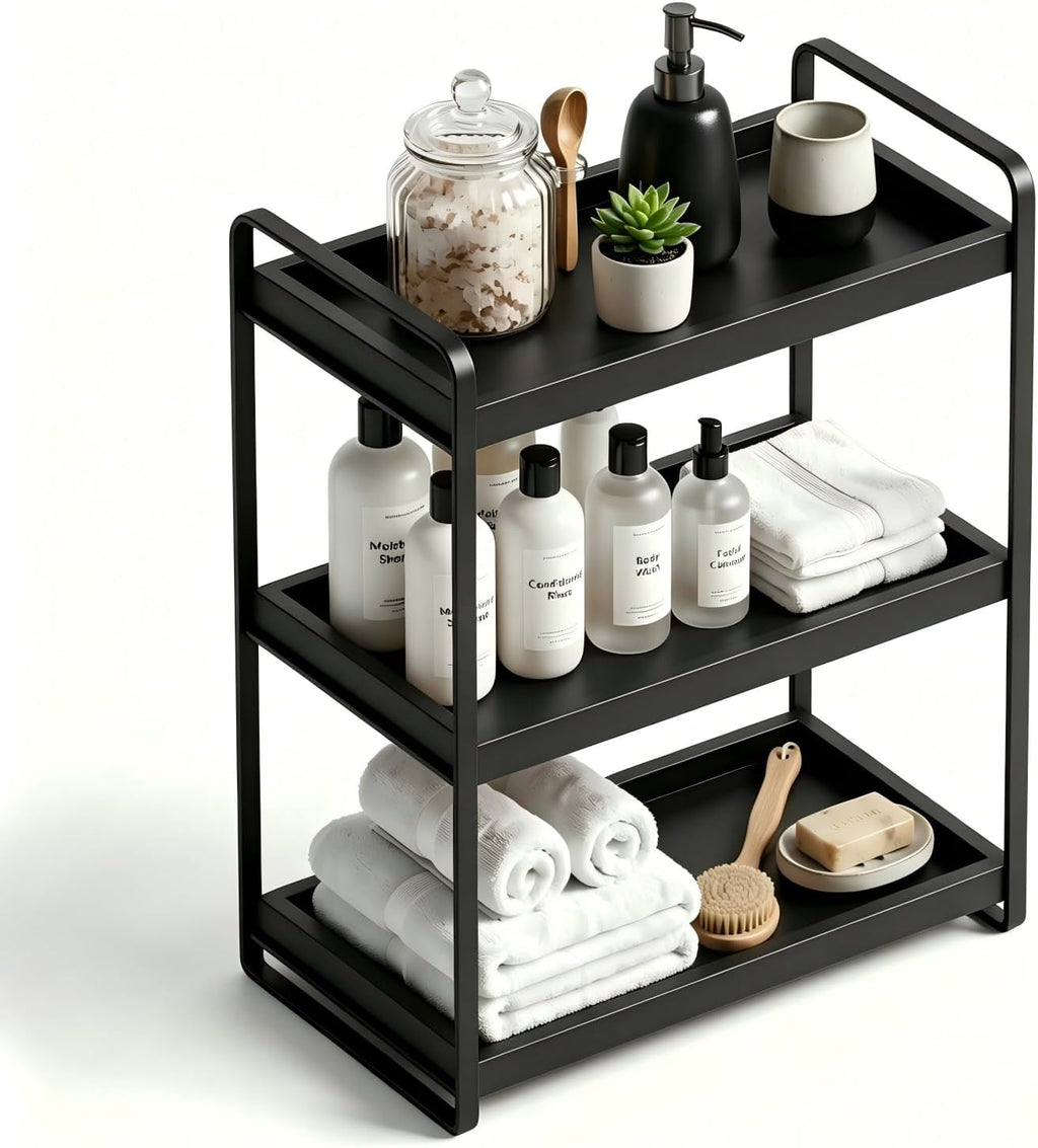 LEMIKKLE Organizador de mostrador de baño con cesta, organizadores...