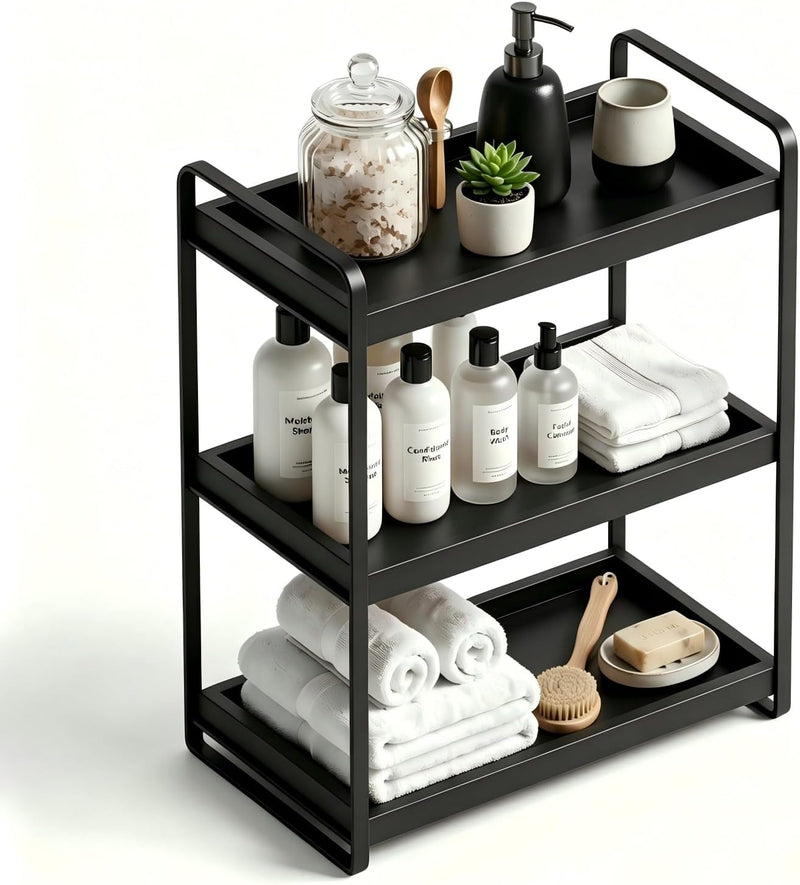 LEMIKKLE Organizador de mostrador de baño con cesta, organizadores...
