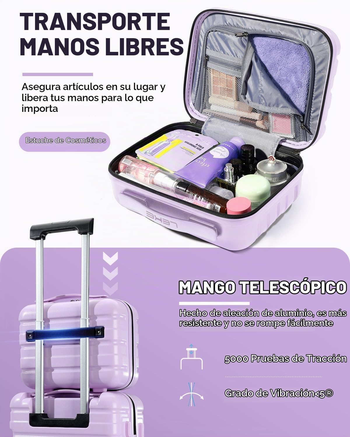 Lekespring Equipaje de mano de 16 pulgadas con estuche de cosmético...