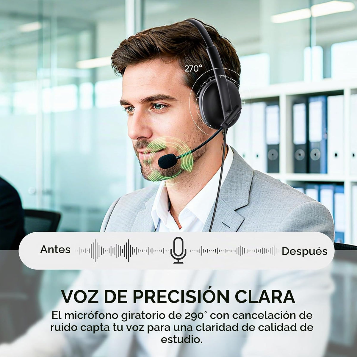 Auriculares USB con micrófono con cancelación de ruido, USB-C\/USB-...