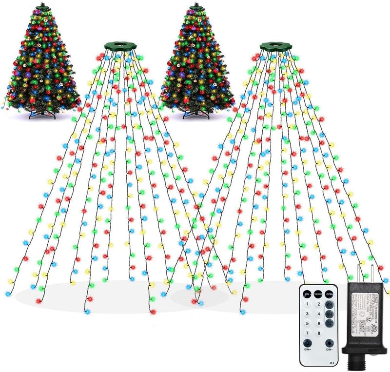 ROSCOO Paquete de 2 luces para árbol de Navidad, luces de decoració...