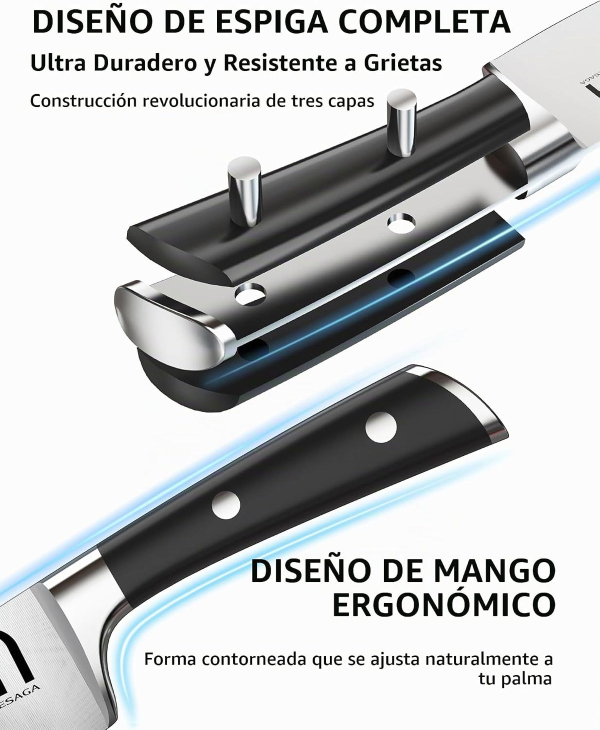 KnifeSaga - Juego de bloques de cuchillos de 15 piezas con afilador...