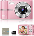 EJXHKNF Cámara digital rosa, 50MP FHD 1080P Cámara portátil para ap...