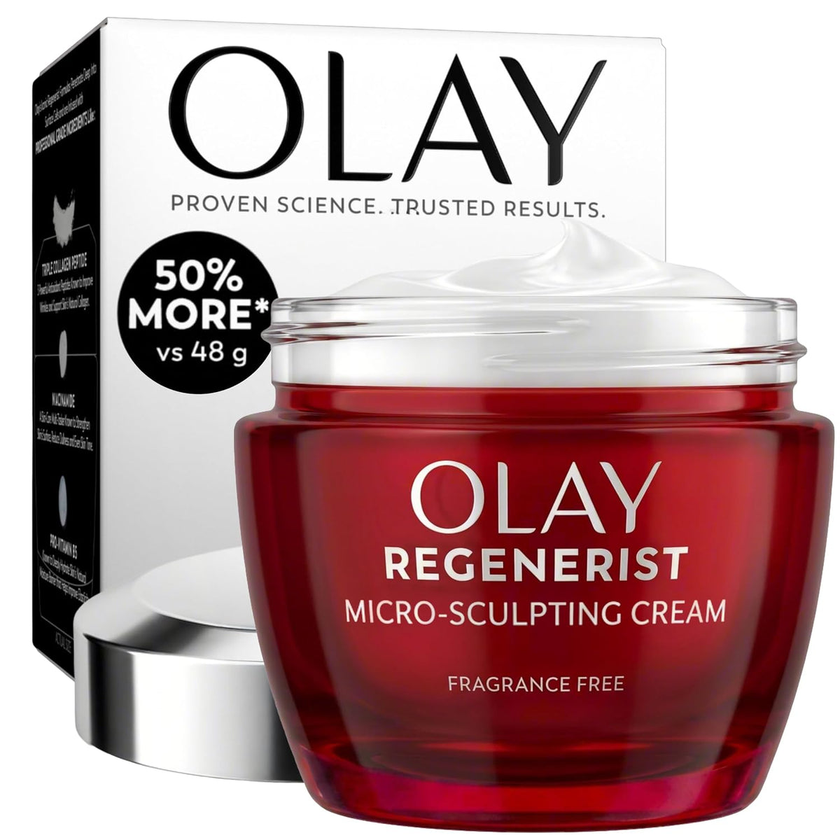 Olay Hidratante facial, crema regenerista microescultora para mujer...