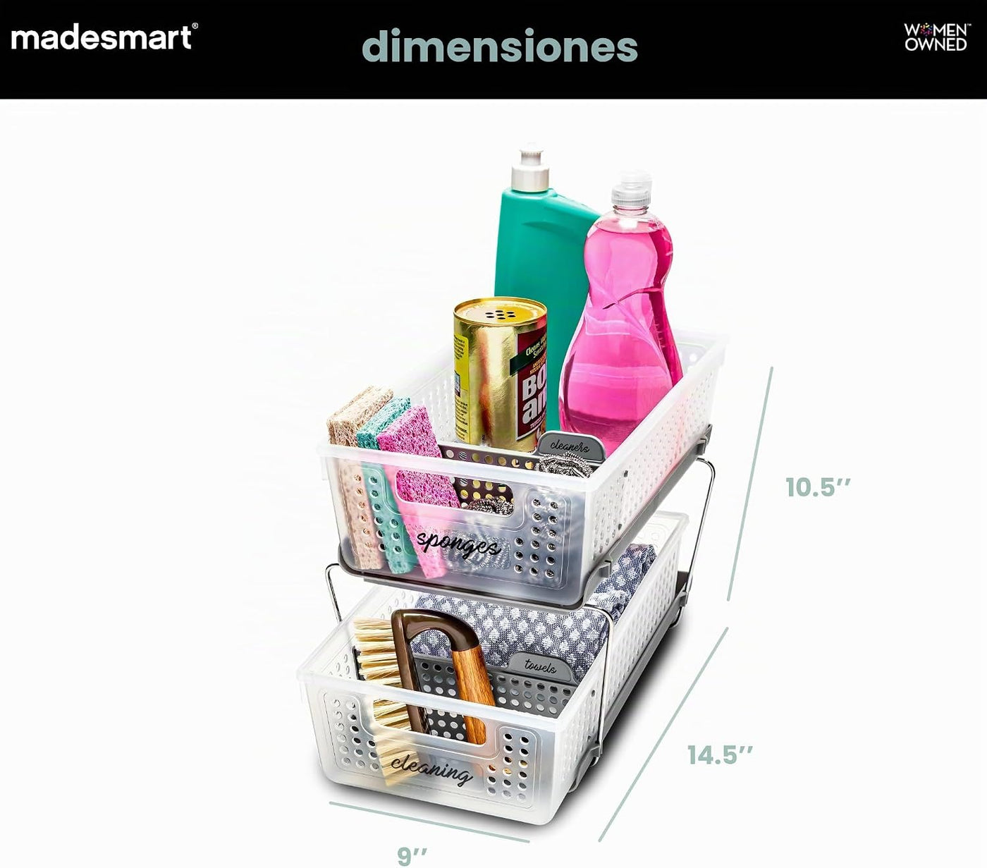 madesmart Organizador de 2 niveles, almacenamiento deslizable para...