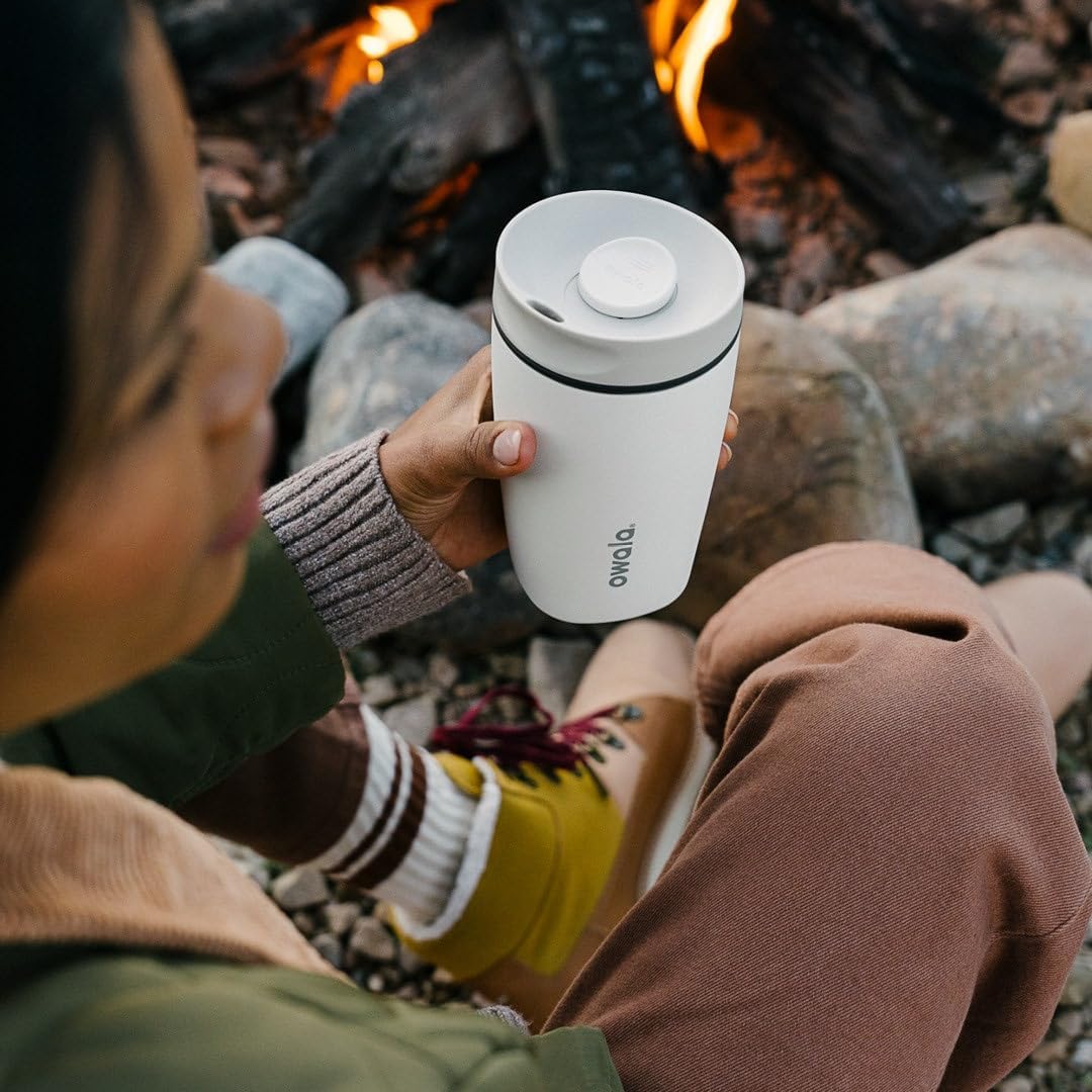 Owala SmoothSip Slider - Vaso de café de acero inoxidable con aisla...