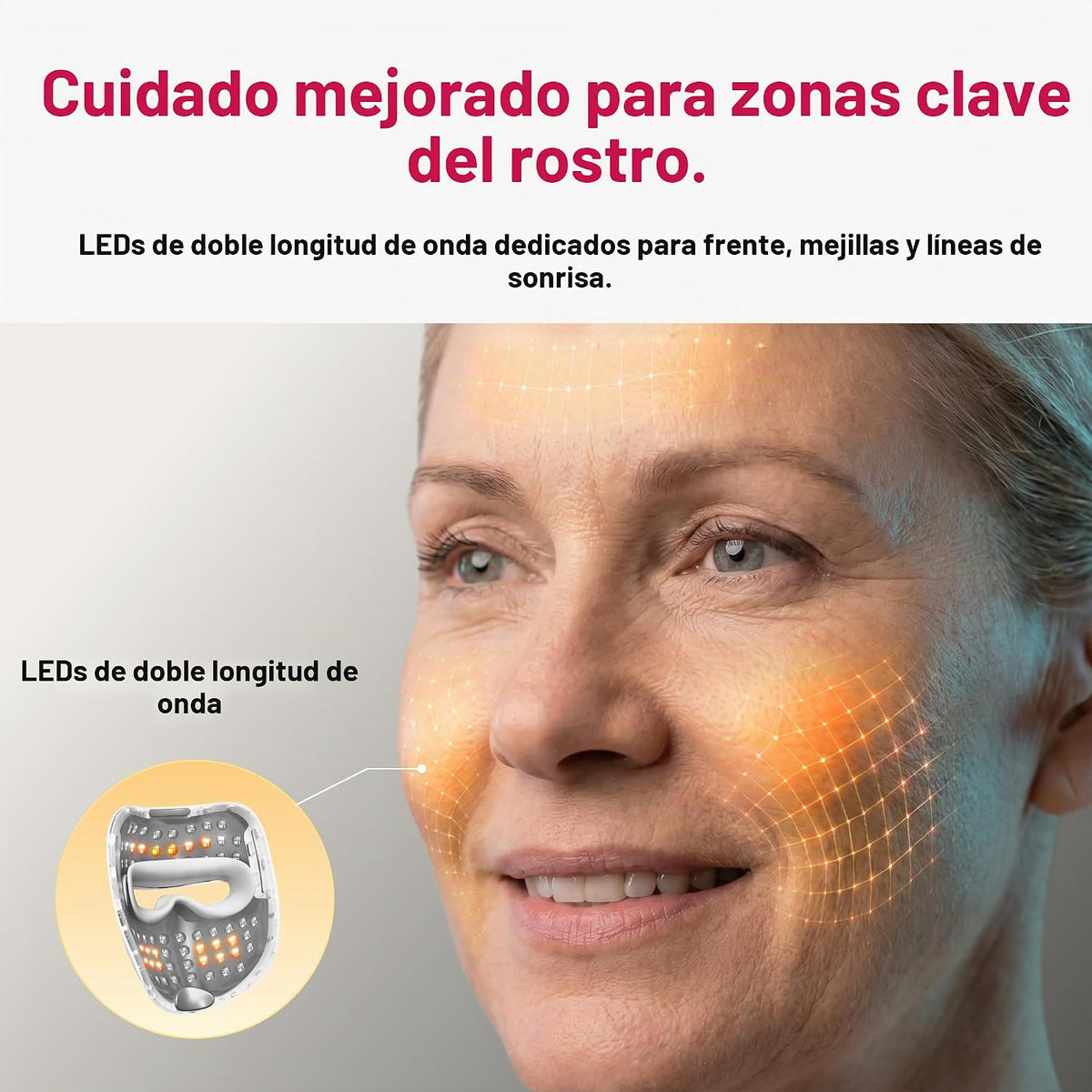 Máscara de terapia de luz roja Ulike para rostro, cobertura facial...
