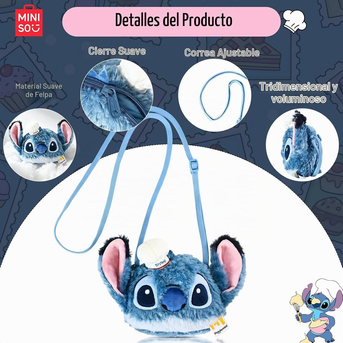 MINISO Disney Stitch Crossbody Lilo &amp; Stitch Billetera de dibuj...