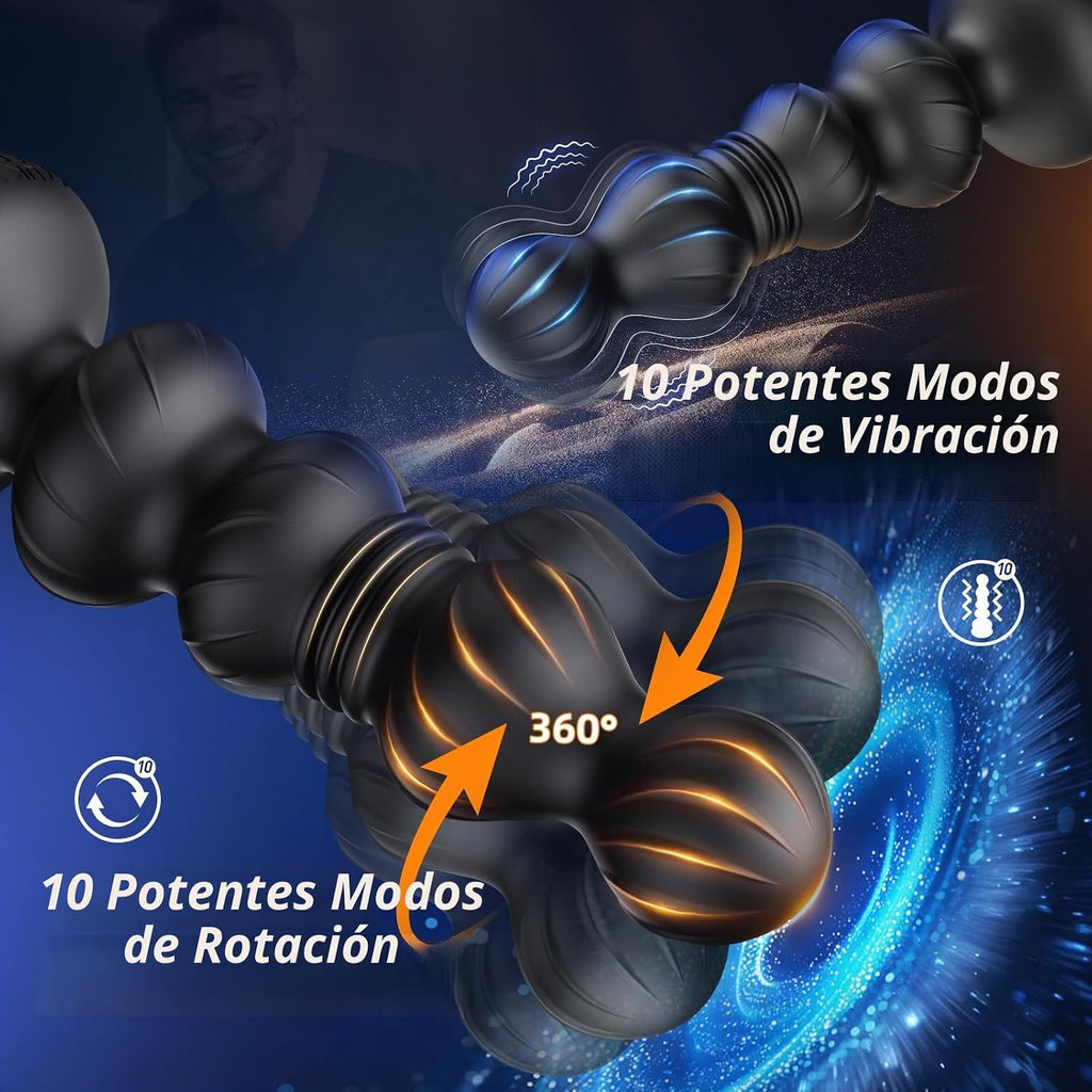 BEISAR Masajeador de próstata con cuentas anales giratorias de 360°...