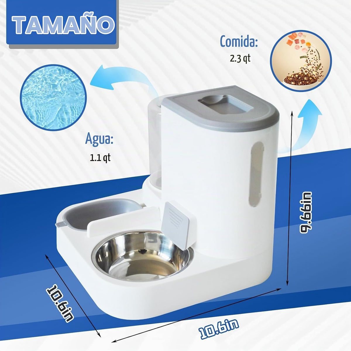 MUYG Juego de dispensador automático de comida y agua para gatos, 2...