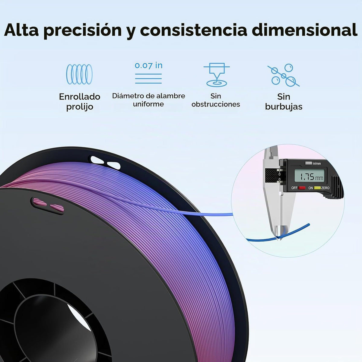 Creality PLA+ Filamento 1.75mm Arcoíris 2KG, Filamento para Impreso...