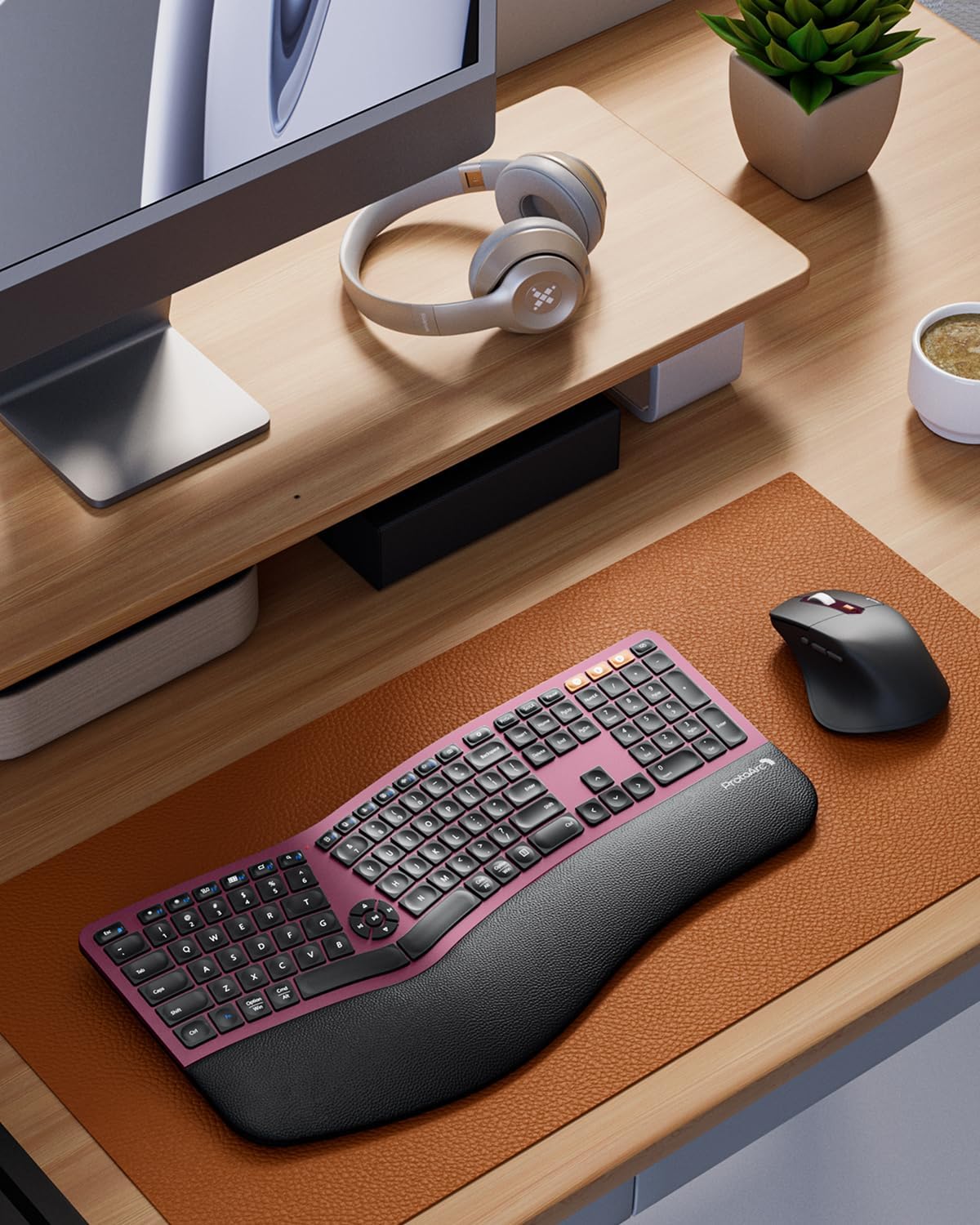 ProtoArc Teclado y Ratón Inalámbrico Ergonómico, EKM01 Plus Combo d...