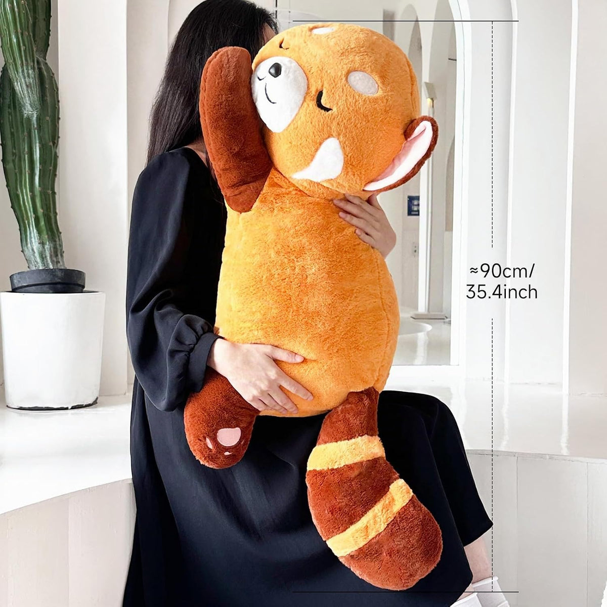 Liraziva Peluche de panda rojo lindo juguete de peluche suave 90cm\...