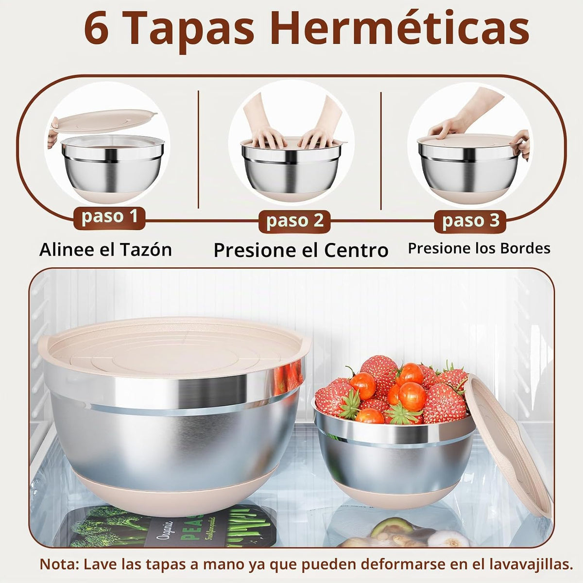 Hybemmy Paquete de 9 tazones para mezclar con tapas herméticas, cue...