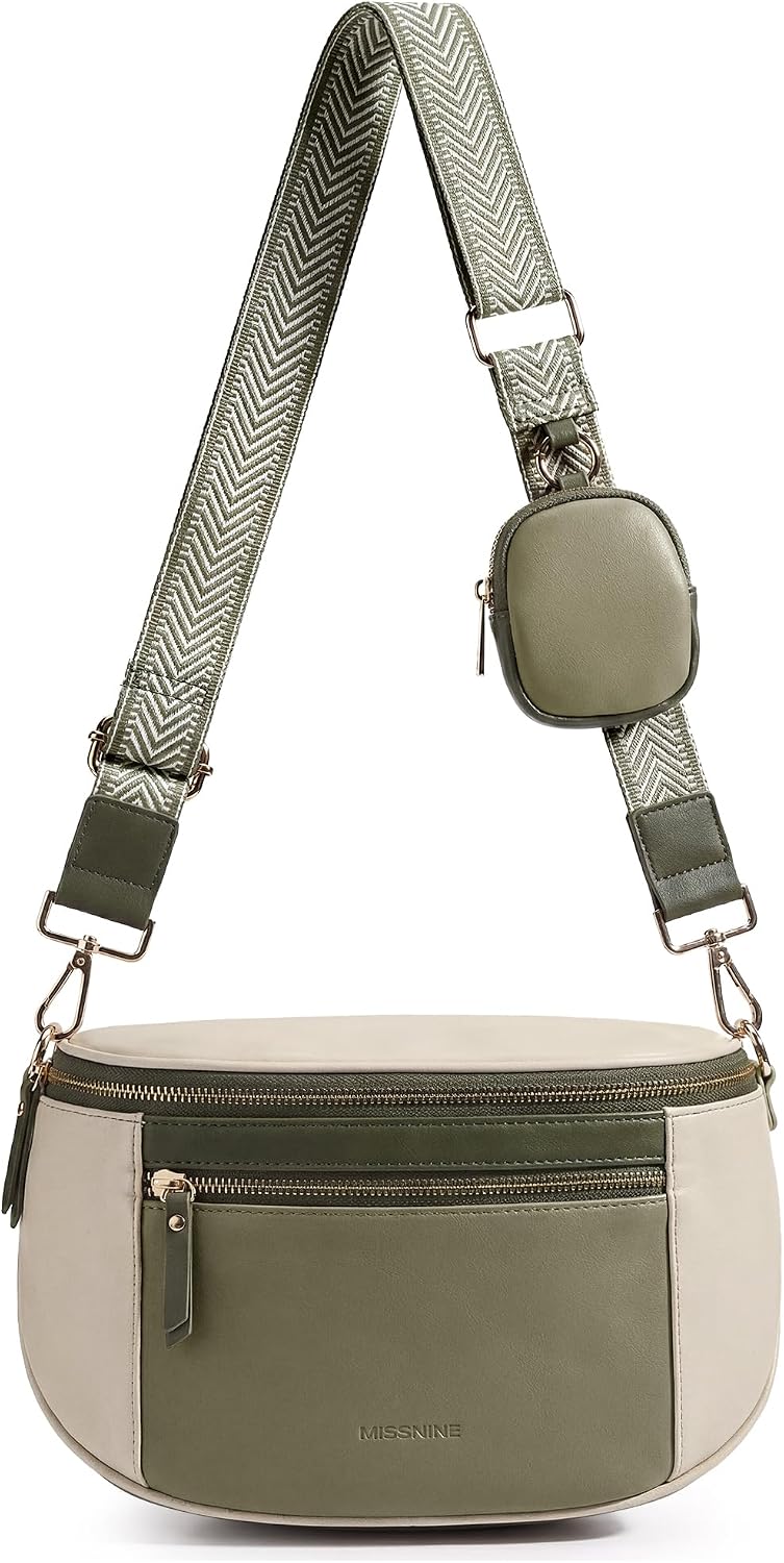 Missnine Bolso Cruzado, Bolsos Cruzados de Cuero Medianos para Mujeres Bolso de Viaje, Bolso de Hombro con Ranuras de Bloqueo RFID