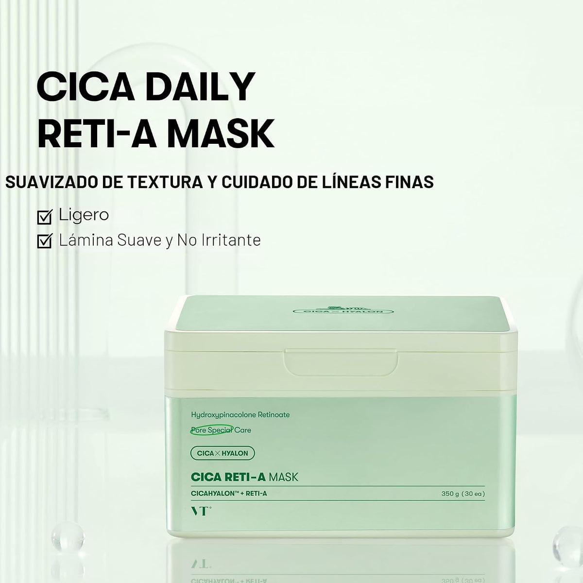 VT COSMETICS CICA Reti-A Máscara Diaria 30 Hojas, Complejo de Retin...