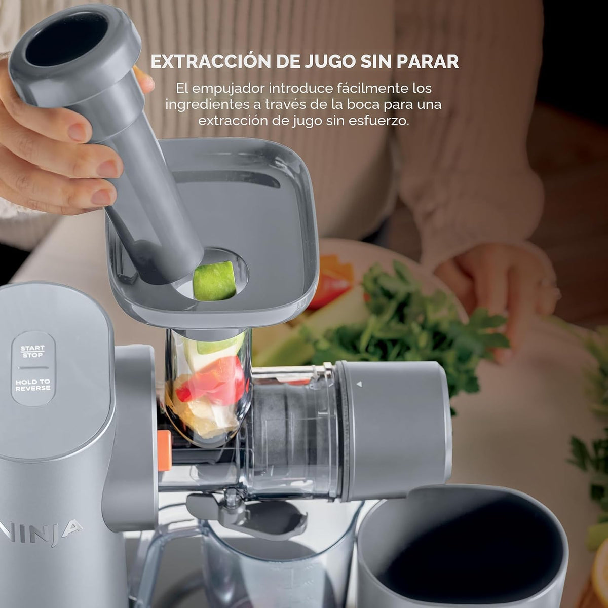 Ninja NeverClog Exprimidor de prensado en frío, poderoso exprimidor...