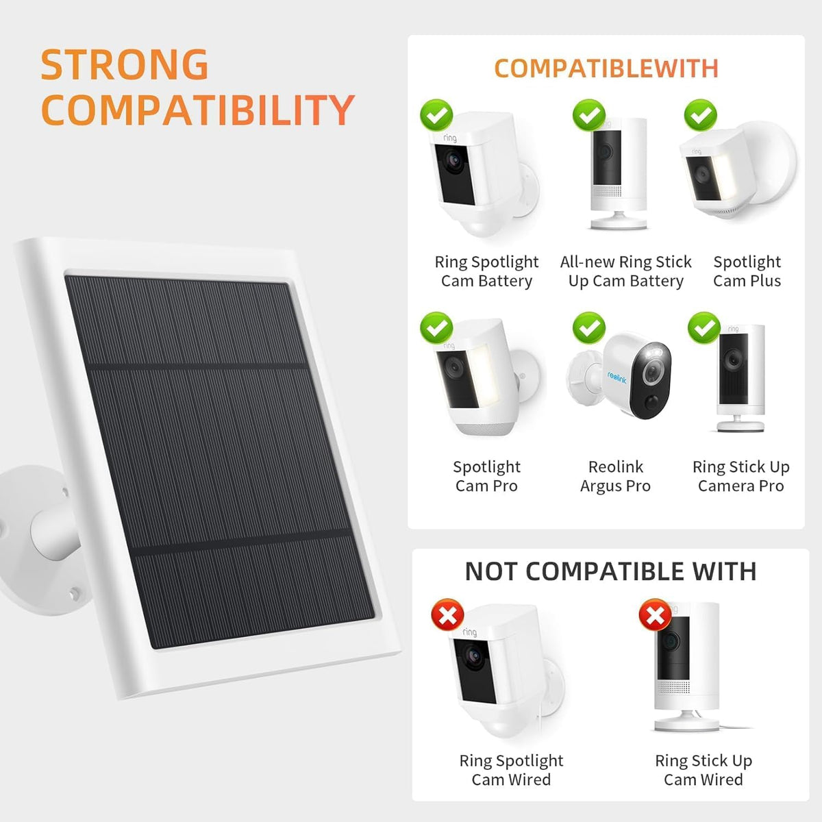 Panel solar para cámara Ring, paquete de 2 cargadores solares de 4...
